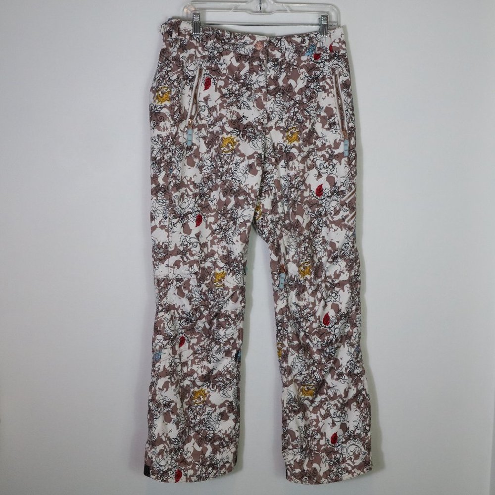 Obermeyer Delia Womens Snow Ski Pants Size 12 Printed Leaf Insulated